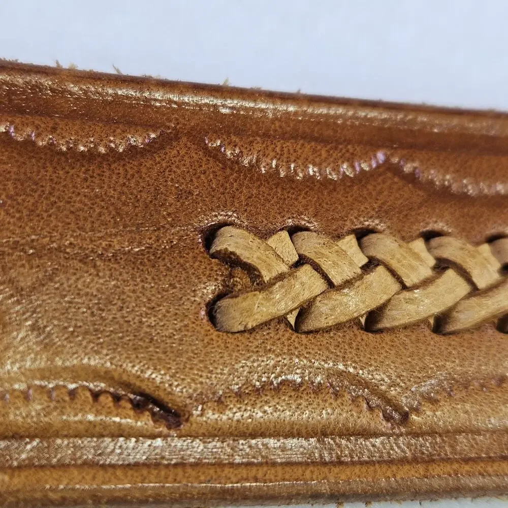 Vintage Tooled Leather Western Belt Mens 42 Boho Southwestern Removable Buckle